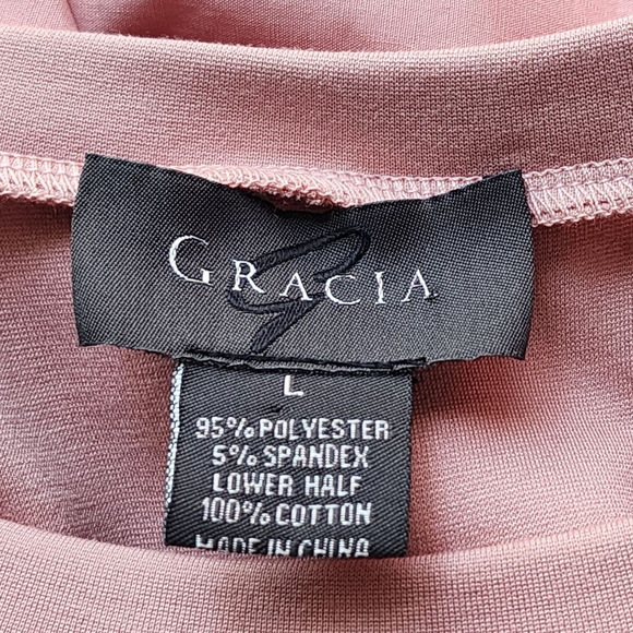 GRACIA Pink Hi Low Draped Tunic 3/4 Sleeve Asymmetrical Top L - Picture 5 of 5